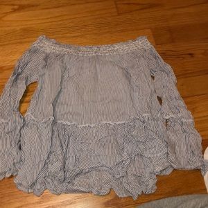 Off the shoulder striped shirt